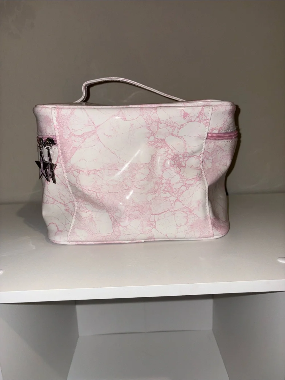Jeffree Star Pink & White Marble Cosmetic Case with Top Handle